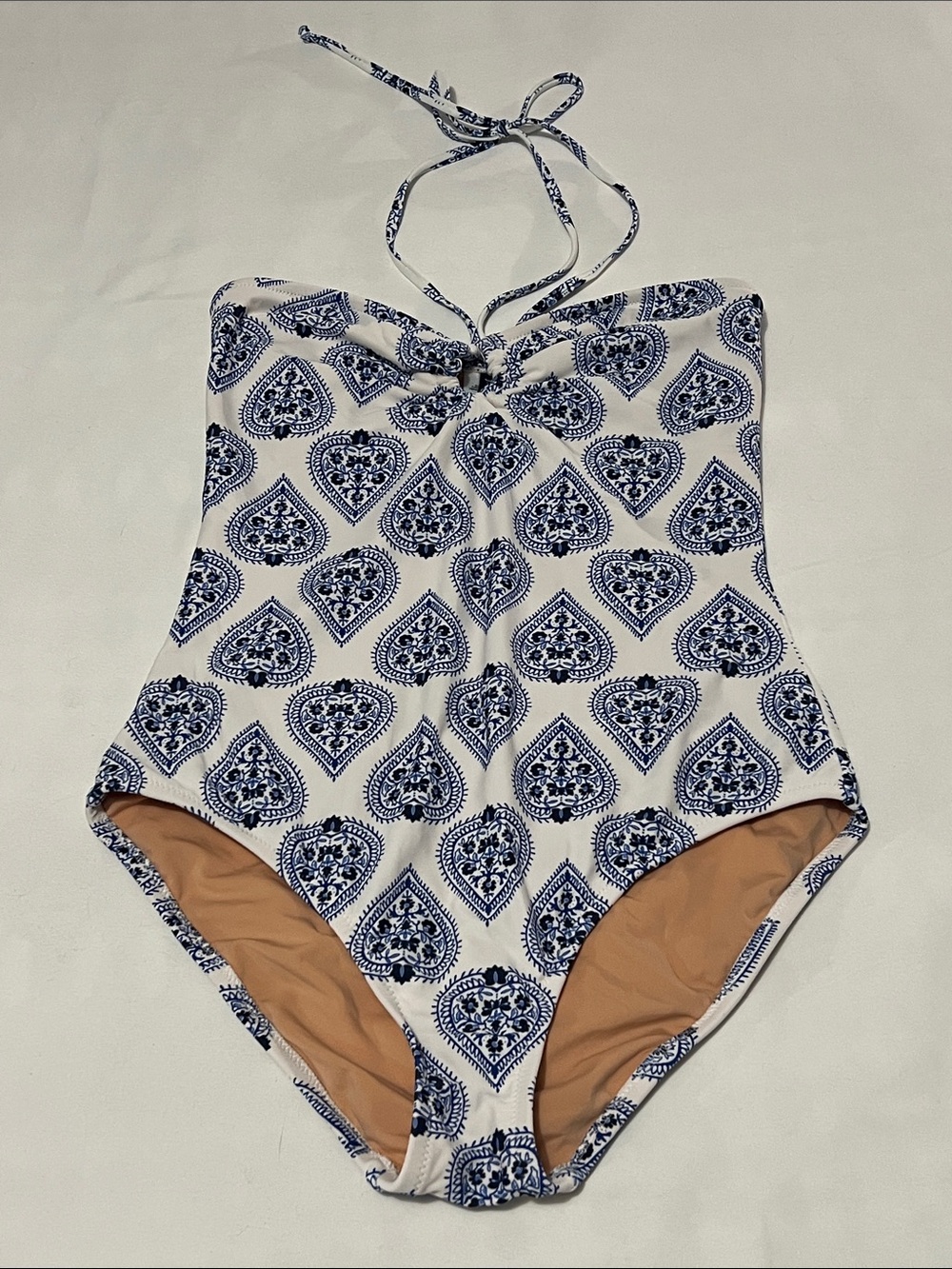 J Crew Factory Printed Cut-Out One Piece Swimsuit w/ Built-In Bra